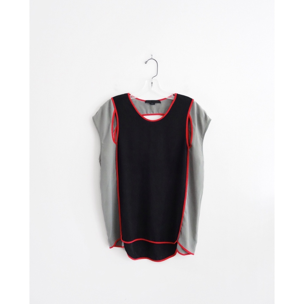 Alexander Wang Black Grey Washed Silk Top sz S